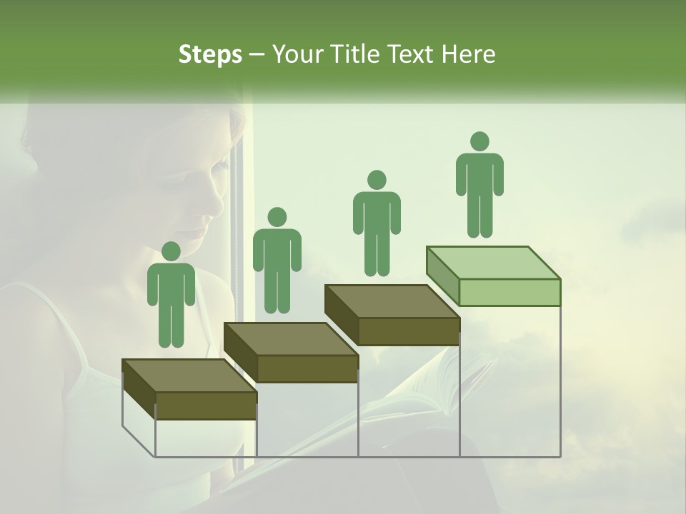 A Woman Sitting On A Window Sill Reading A Book PowerPoint Template