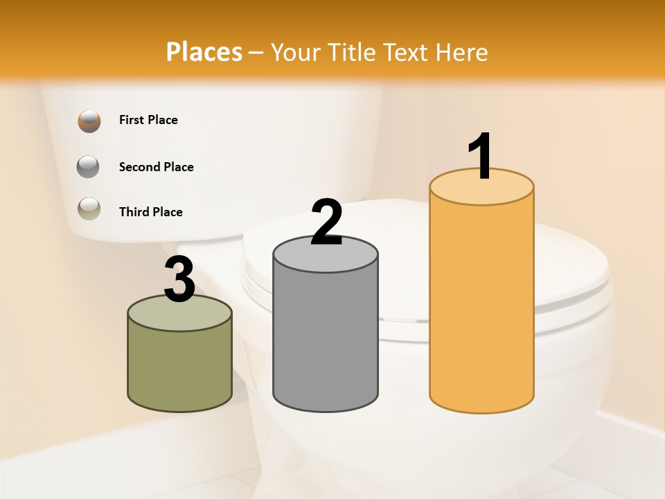 A White Toilet Sitting In A Bathroom Next To A Yellow Wall PowerPoint Template