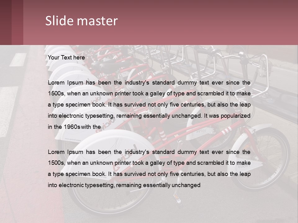 A Row Of Bikes Parked Next To Each Other PowerPoint Template