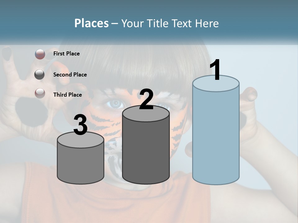 A Young Boy With A Tiger Face Painted On His Face PowerPoint Template