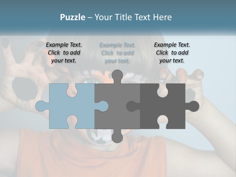 A Young Boy With A Tiger Face Painted On His Face PowerPoint Template