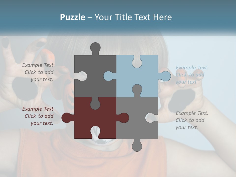 A Young Boy With A Tiger Face Painted On His Face PowerPoint Template