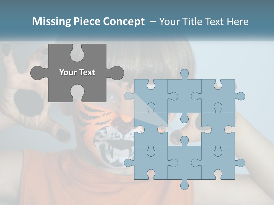 A Young Boy With A Tiger Face Painted On His Face PowerPoint Template