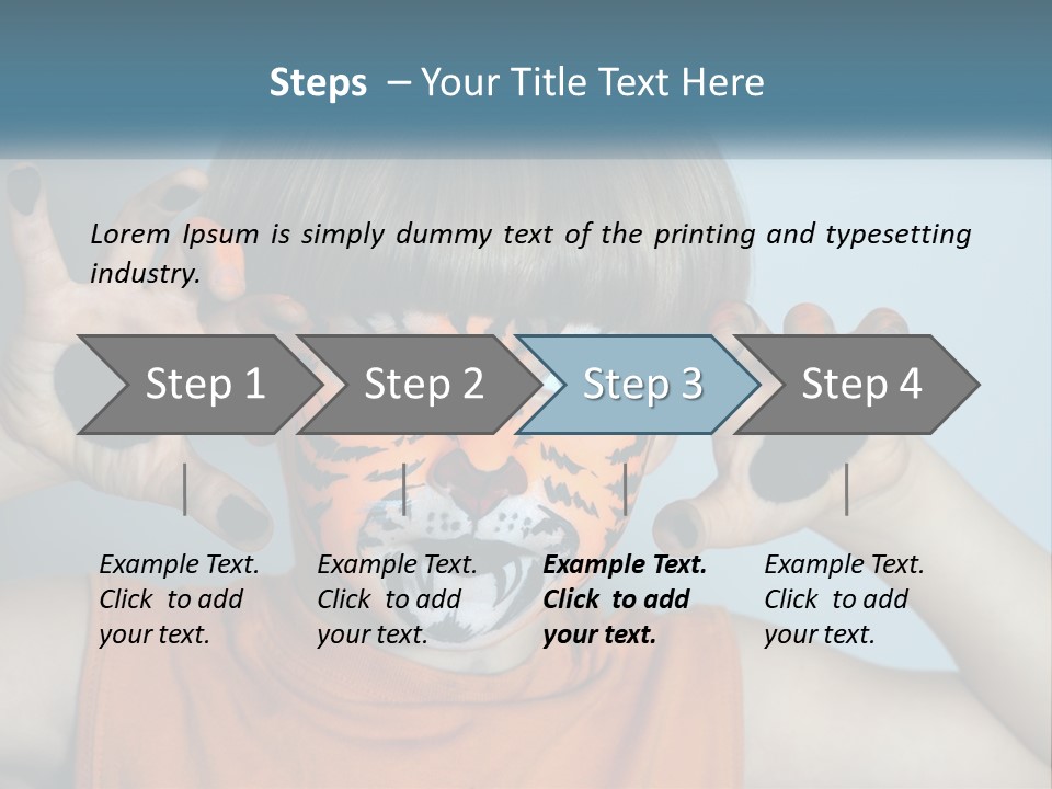 A Young Boy With A Tiger Face Painted On His Face PowerPoint Template