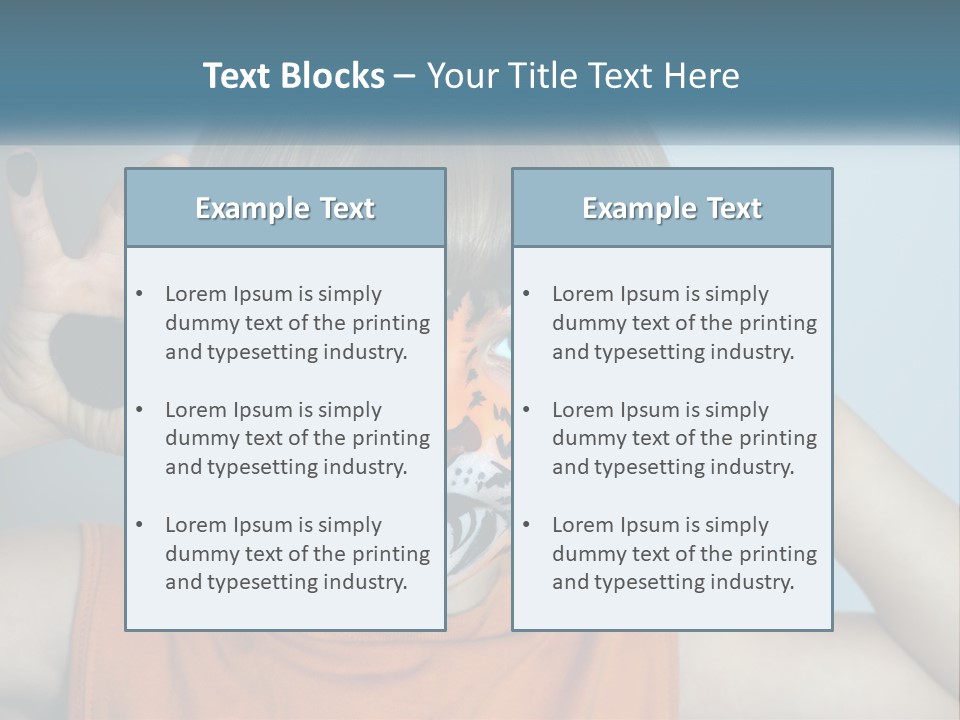 A Young Boy With A Tiger Face Painted On His Face PowerPoint Template