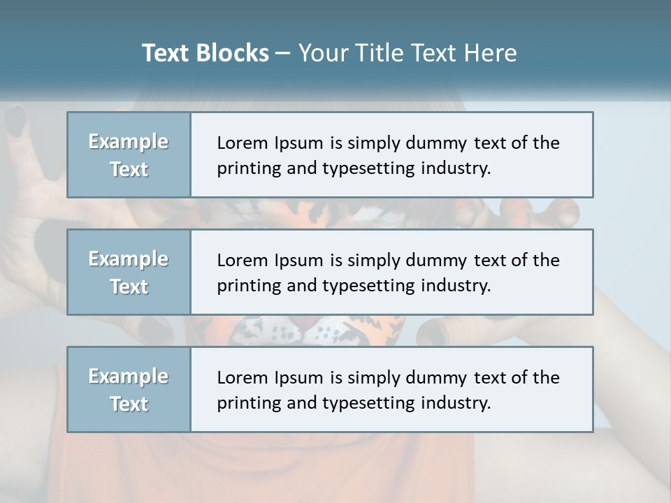 A Young Boy With A Tiger Face Painted On His Face PowerPoint Template
