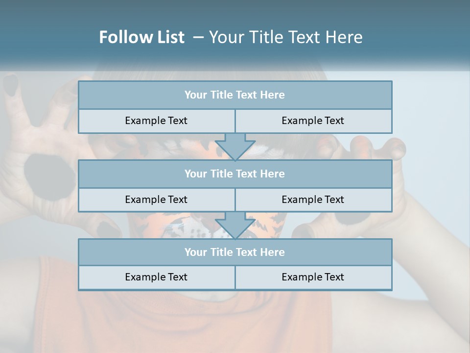 A Young Boy With A Tiger Face Painted On His Face PowerPoint Template