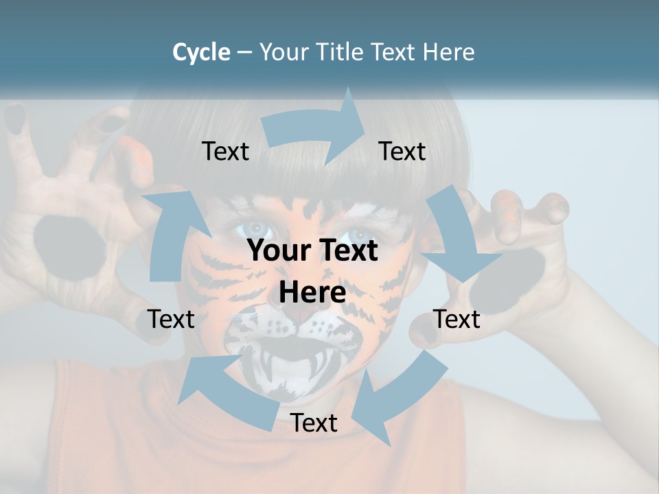 A Young Boy With A Tiger Face Painted On His Face PowerPoint Template