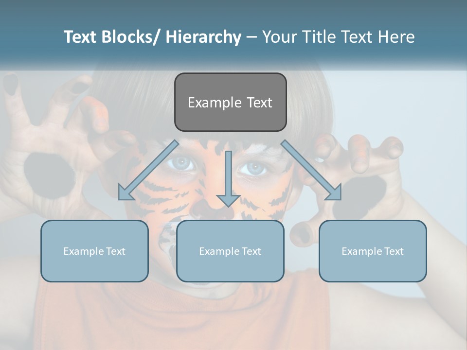 A Young Boy With A Tiger Face Painted On His Face PowerPoint Template
