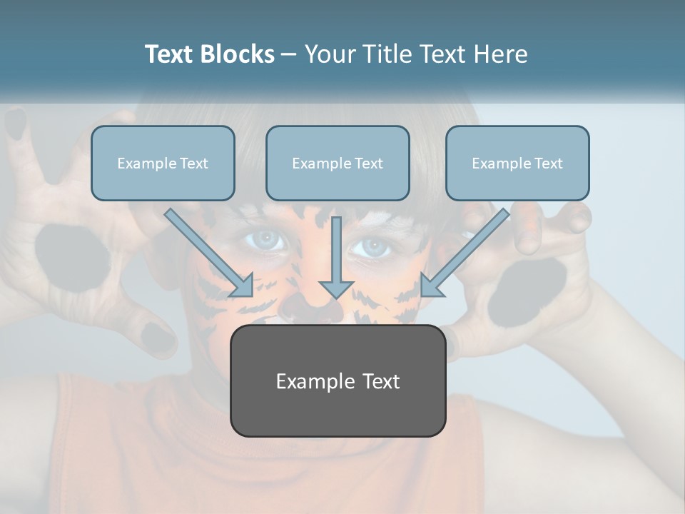 A Young Boy With A Tiger Face Painted On His Face PowerPoint Template