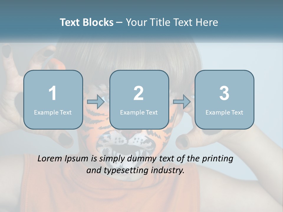 A Young Boy With A Tiger Face Painted On His Face PowerPoint Template