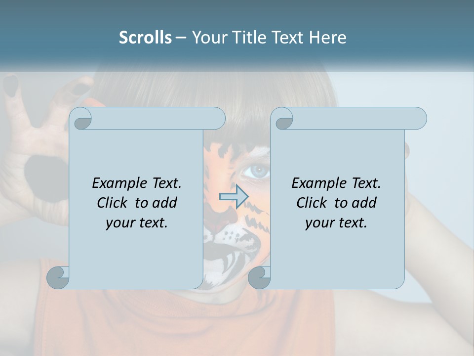 A Young Boy With A Tiger Face Painted On His Face PowerPoint Template