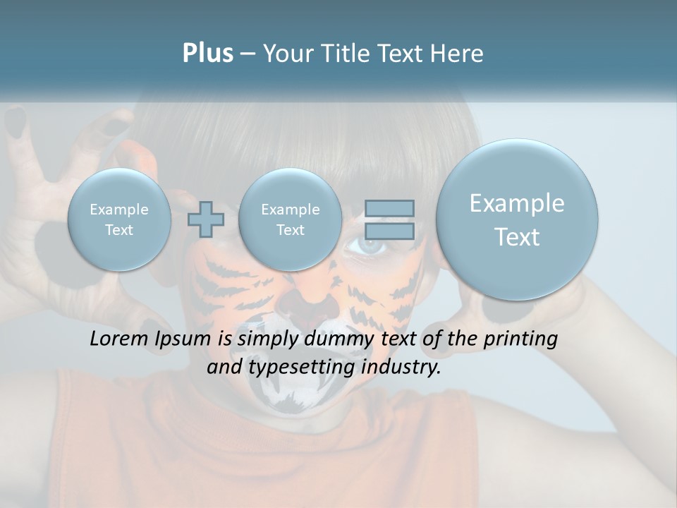 A Young Boy With A Tiger Face Painted On His Face PowerPoint Template