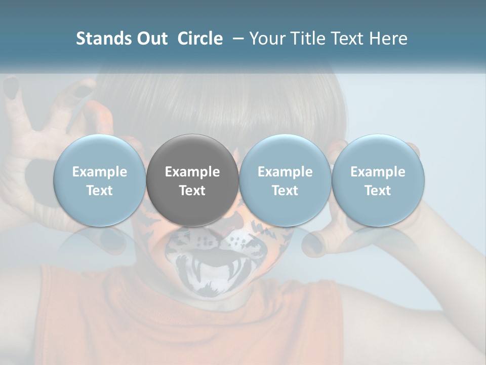 A Young Boy With A Tiger Face Painted On His Face PowerPoint Template
