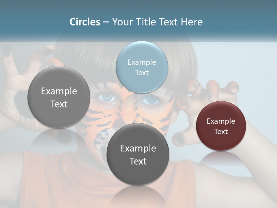 A Young Boy With A Tiger Face Painted On His Face PowerPoint Template