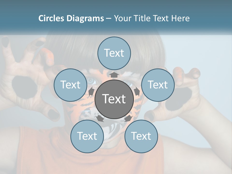 A Young Boy With A Tiger Face Painted On His Face PowerPoint Template