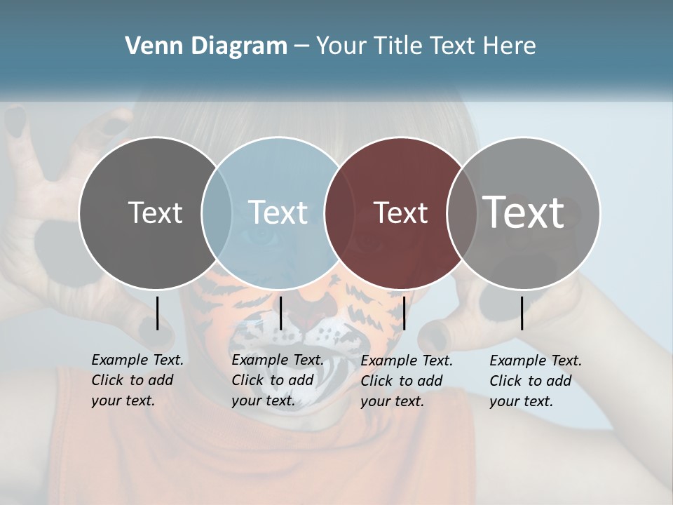 A Young Boy With A Tiger Face Painted On His Face PowerPoint Template