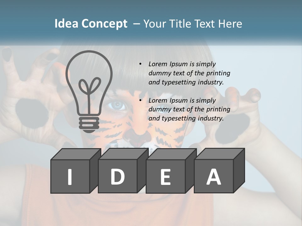 A Young Boy With A Tiger Face Painted On His Face PowerPoint Template