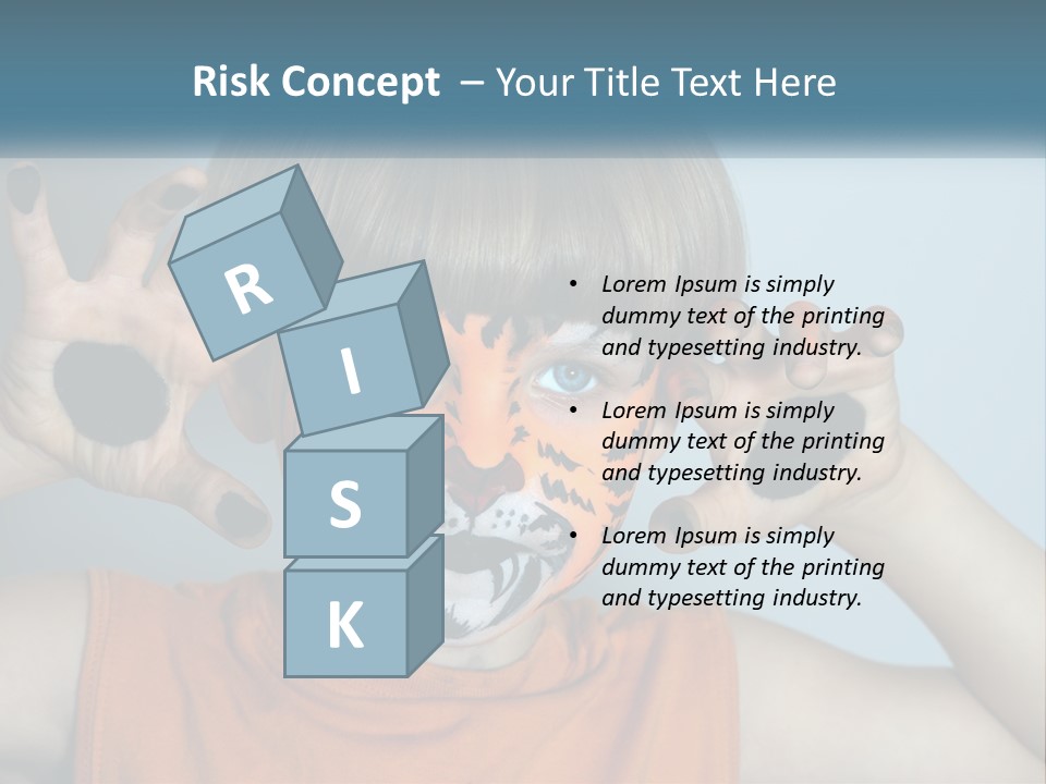 A Young Boy With A Tiger Face Painted On His Face PowerPoint Template