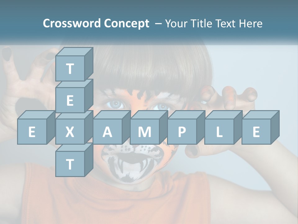 A Young Boy With A Tiger Face Painted On His Face PowerPoint Template