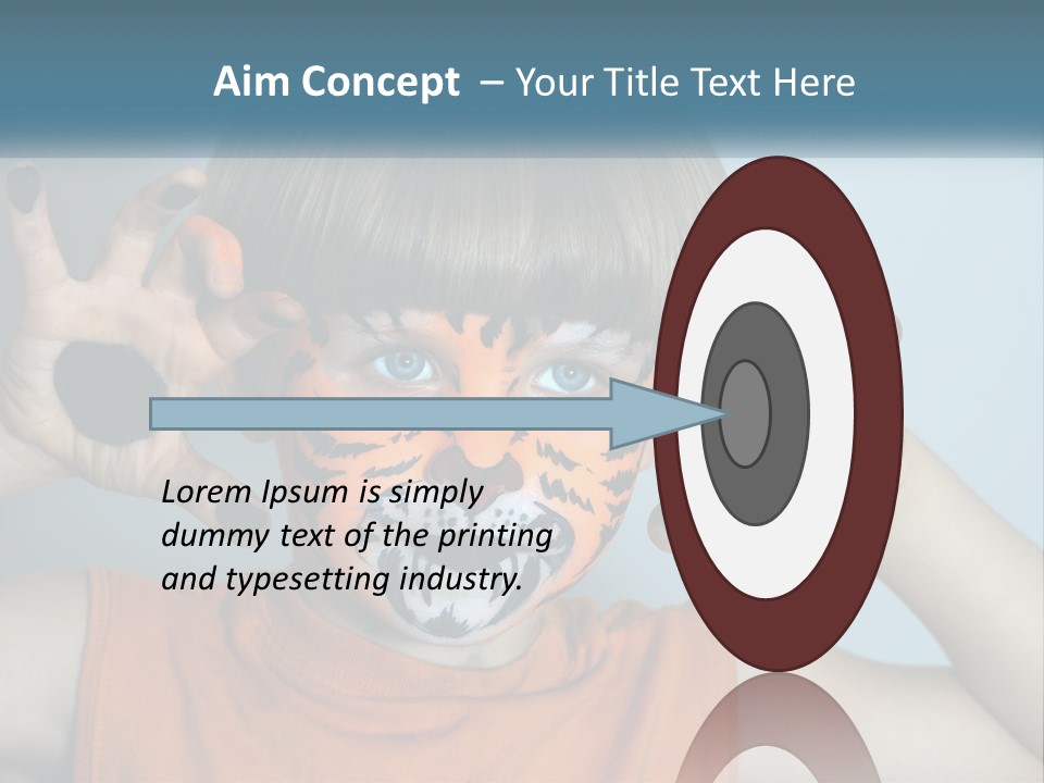 A Young Boy With A Tiger Face Painted On His Face PowerPoint Template