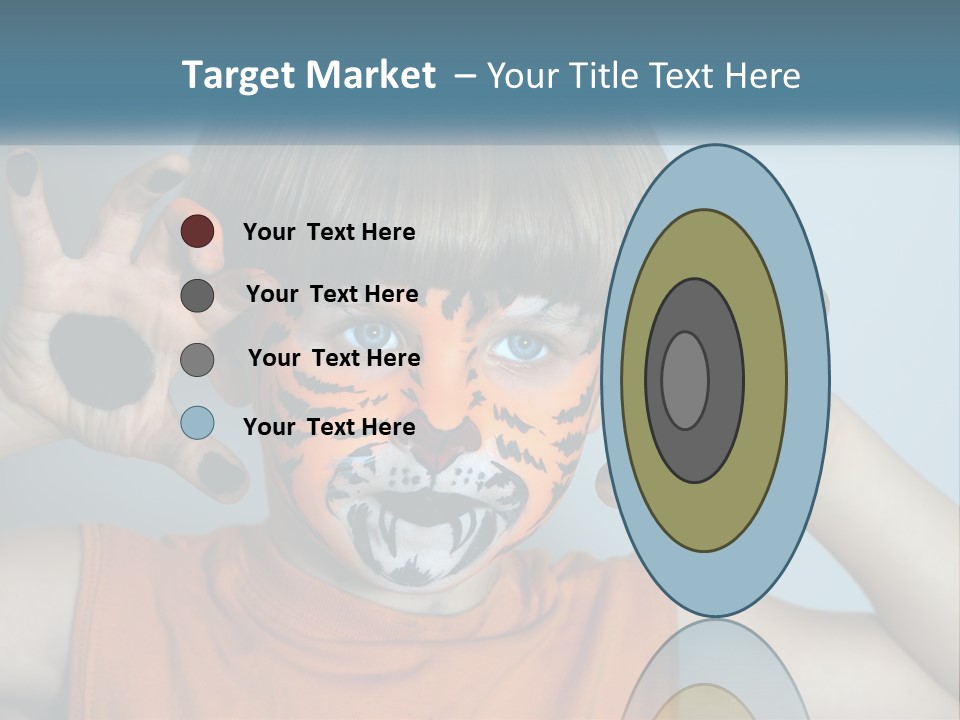 A Young Boy With A Tiger Face Painted On His Face PowerPoint Template
