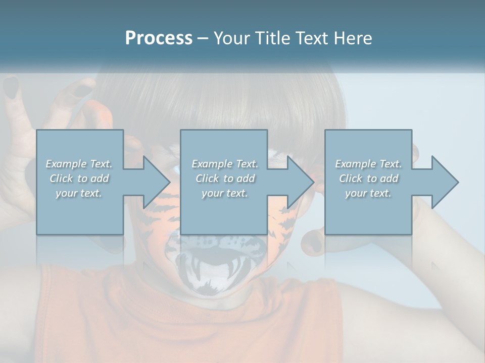 A Young Boy With A Tiger Face Painted On His Face PowerPoint Template