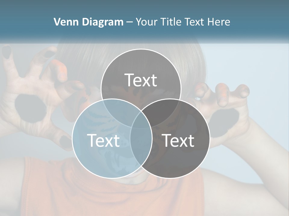 A Young Boy With A Tiger Face Painted On His Face PowerPoint Template