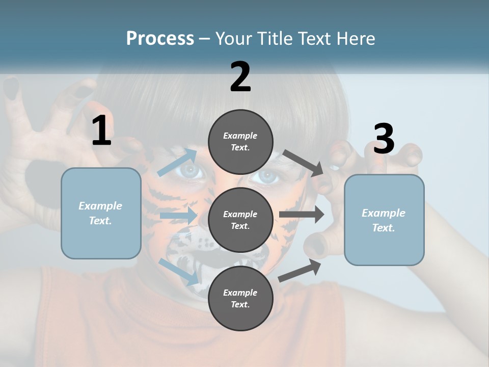 A Young Boy With A Tiger Face Painted On His Face PowerPoint Template