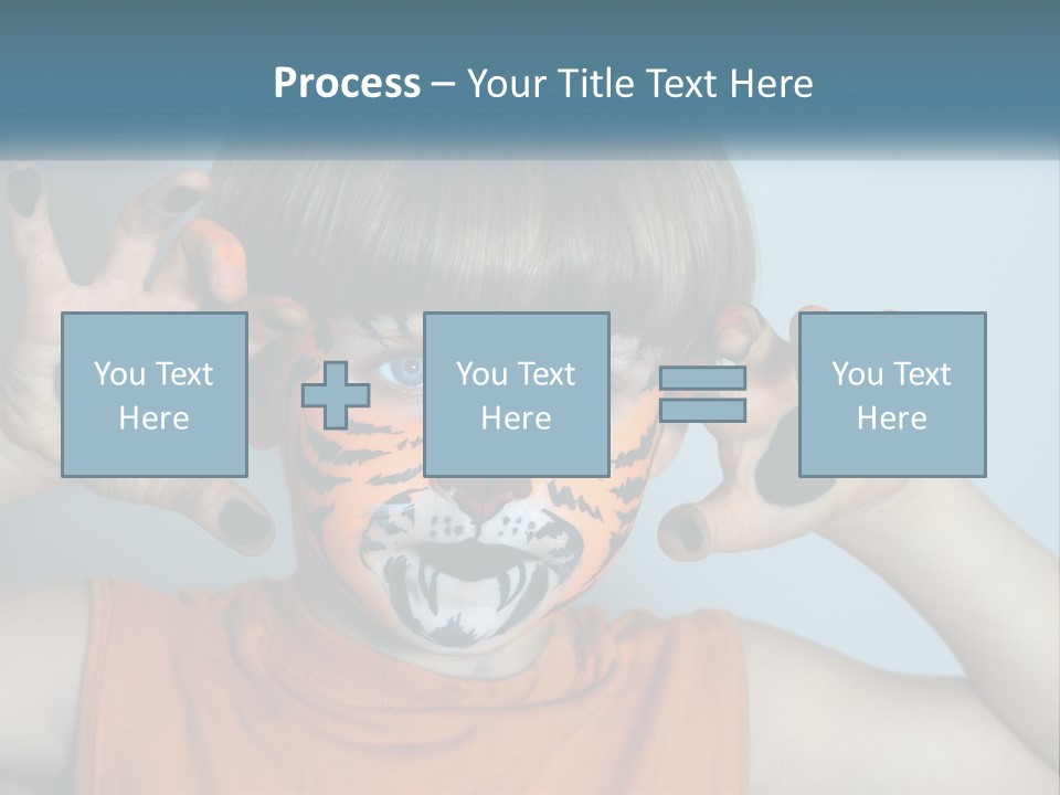 A Young Boy With A Tiger Face Painted On His Face PowerPoint Template