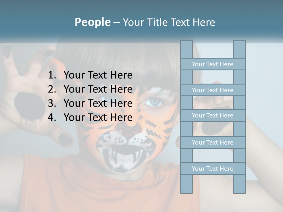 A Young Boy With A Tiger Face Painted On His Face PowerPoint Template