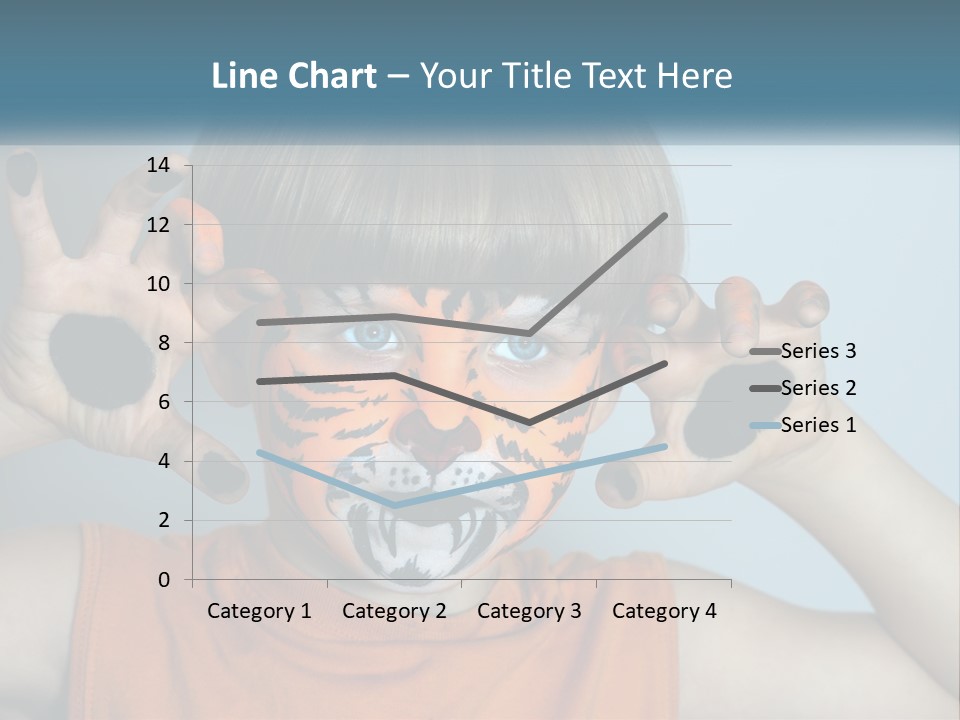 A Young Boy With A Tiger Face Painted On His Face PowerPoint Template