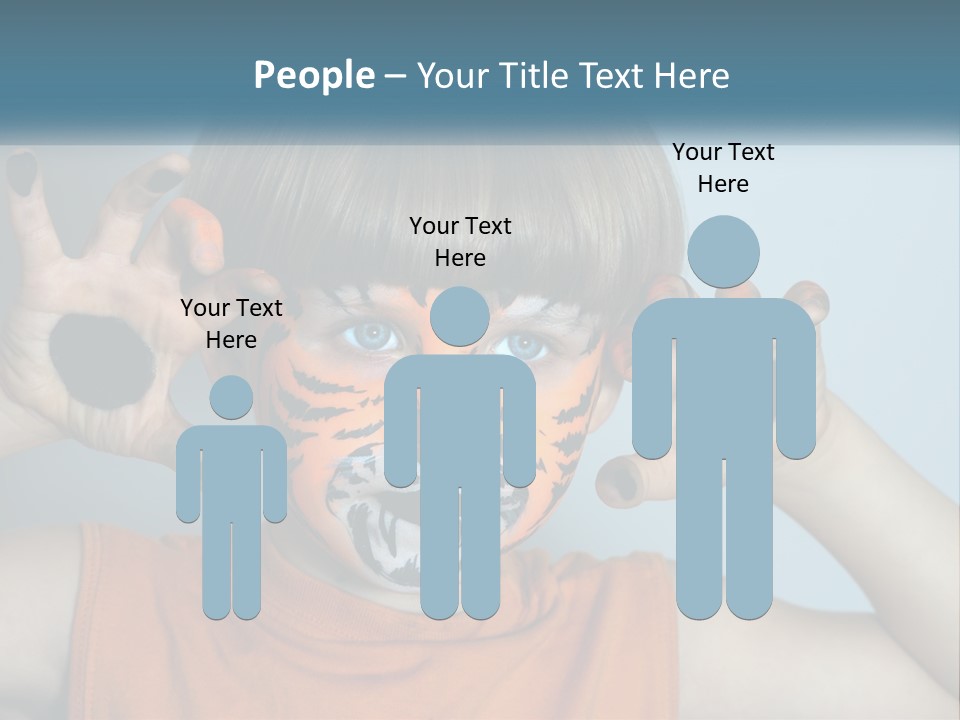 A Young Boy With A Tiger Face Painted On His Face PowerPoint Template