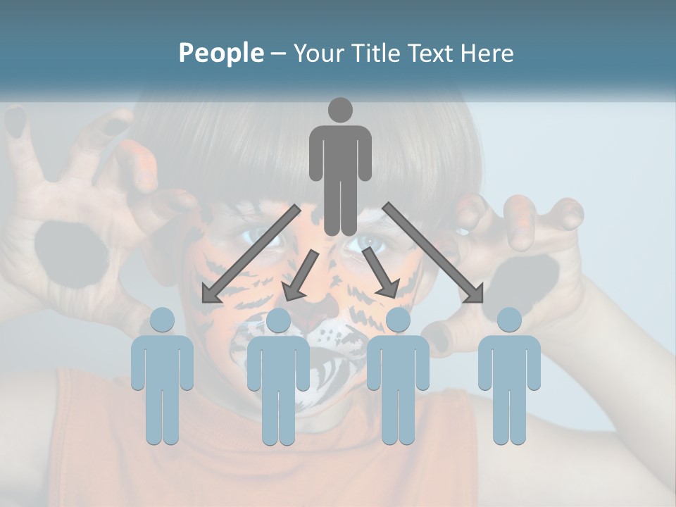 A Young Boy With A Tiger Face Painted On His Face PowerPoint Template