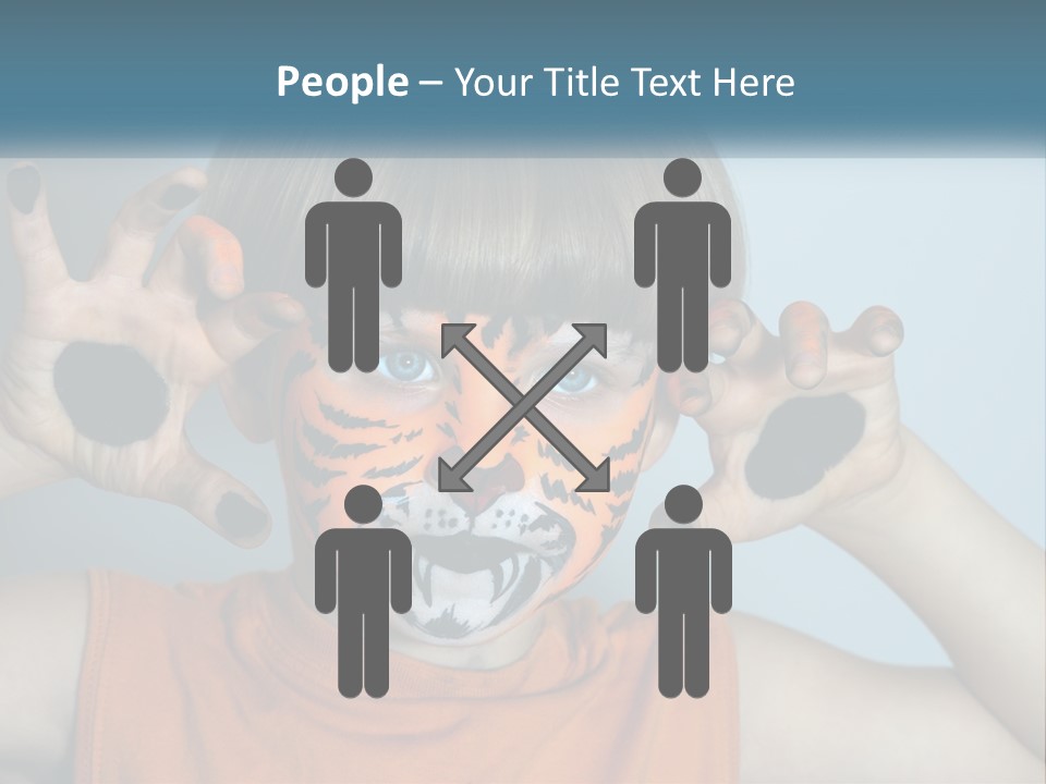 A Young Boy With A Tiger Face Painted On His Face PowerPoint Template