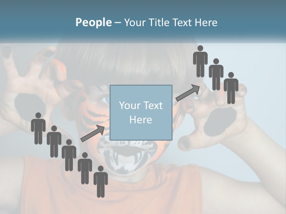 A Young Boy With A Tiger Face Painted On His Face PowerPoint Template