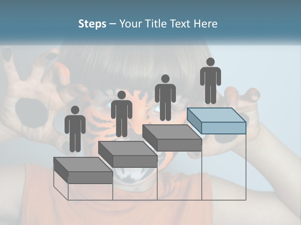 A Young Boy With A Tiger Face Painted On His Face PowerPoint Template