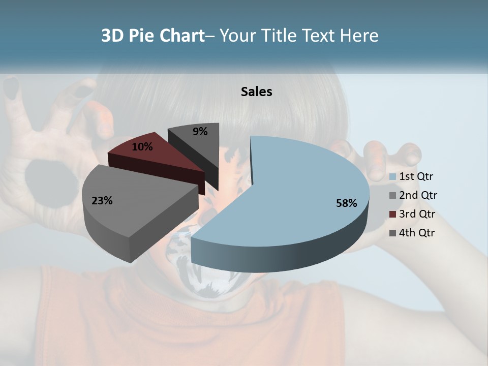 A Young Boy With A Tiger Face Painted On His Face PowerPoint Template