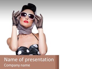 A Woman With A Scarf And Sunglasses On Her Head PowerPoint Template