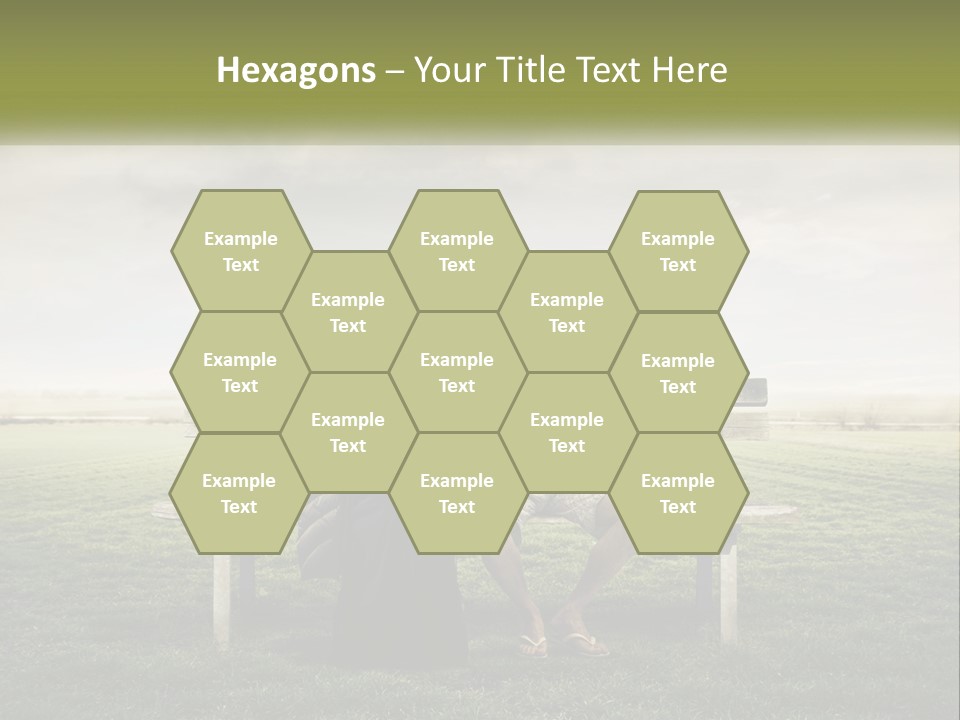 A Man And Woman Sitting On A Bench In A Field PowerPoint Template