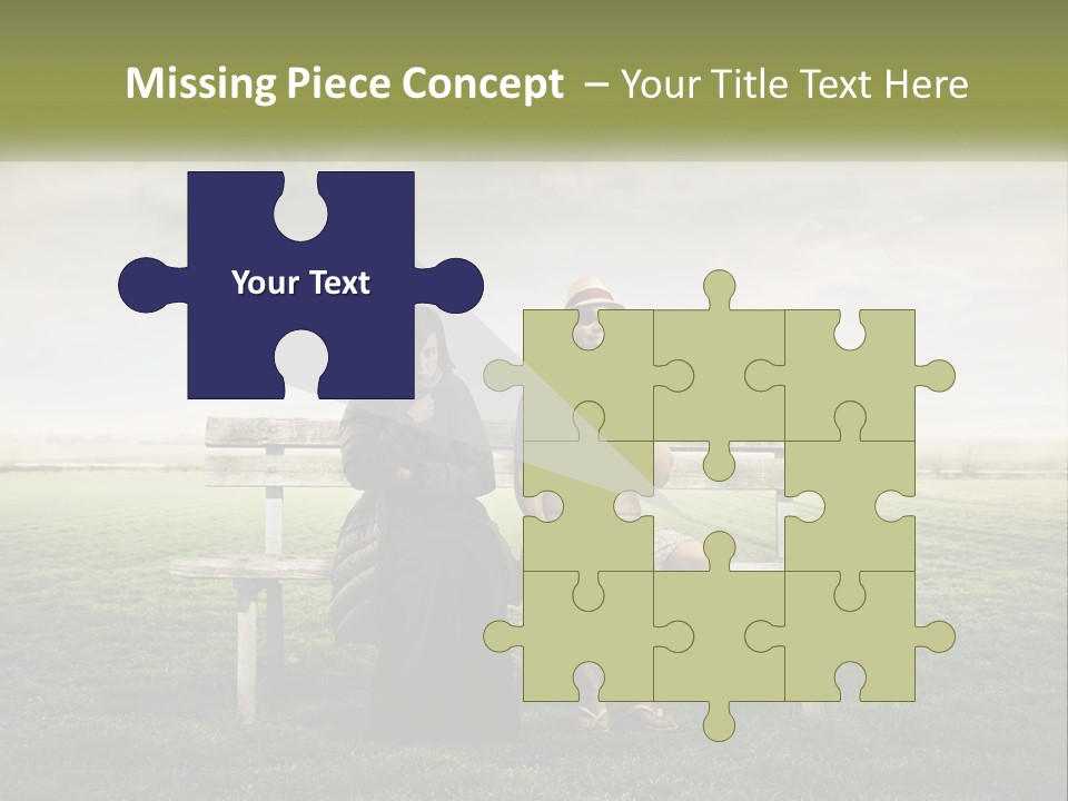 A Man And Woman Sitting On A Bench In A Field PowerPoint Template