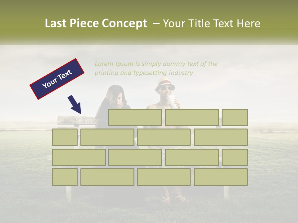 A Man And Woman Sitting On A Bench In A Field PowerPoint Template
