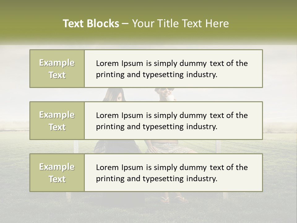 A Man And Woman Sitting On A Bench In A Field PowerPoint Template