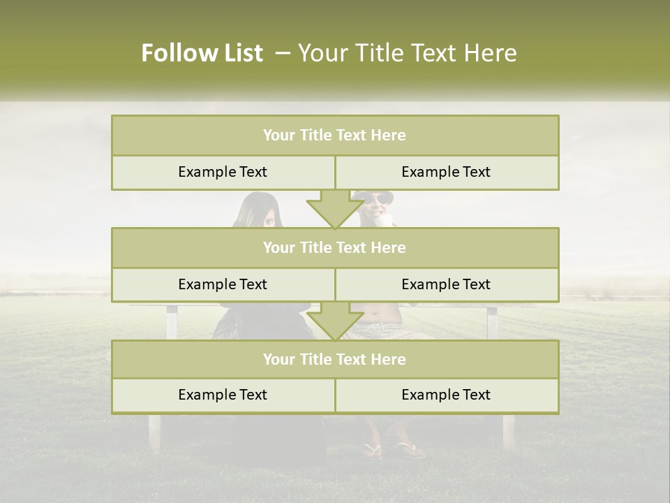 A Man And Woman Sitting On A Bench In A Field PowerPoint Template