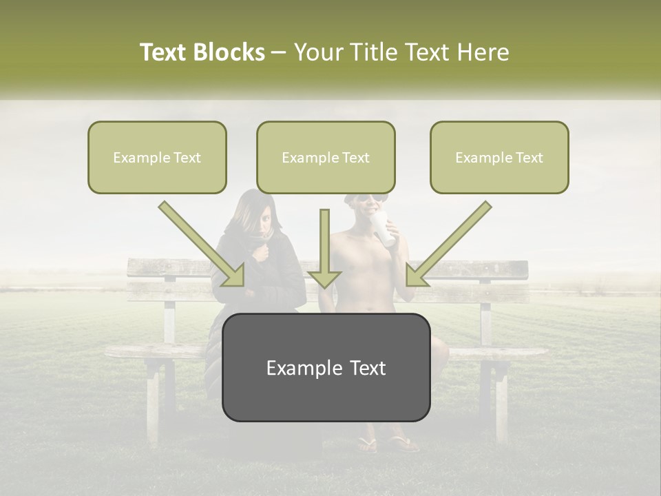 A Man And Woman Sitting On A Bench In A Field PowerPoint Template