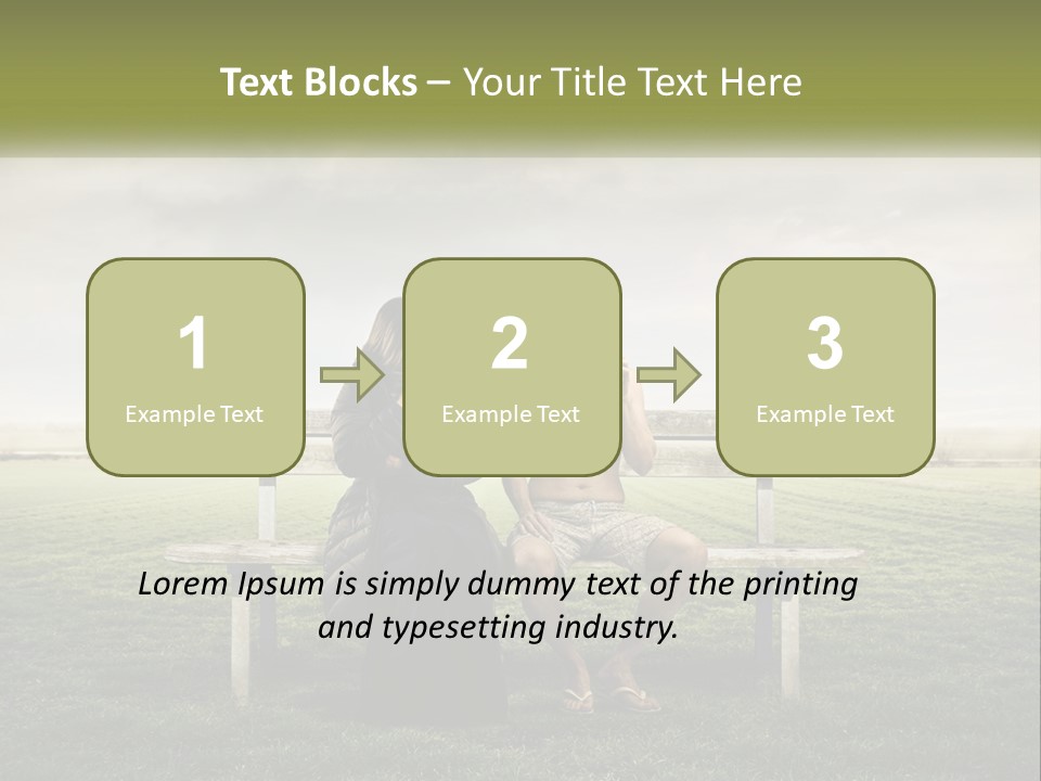 A Man And Woman Sitting On A Bench In A Field PowerPoint Template