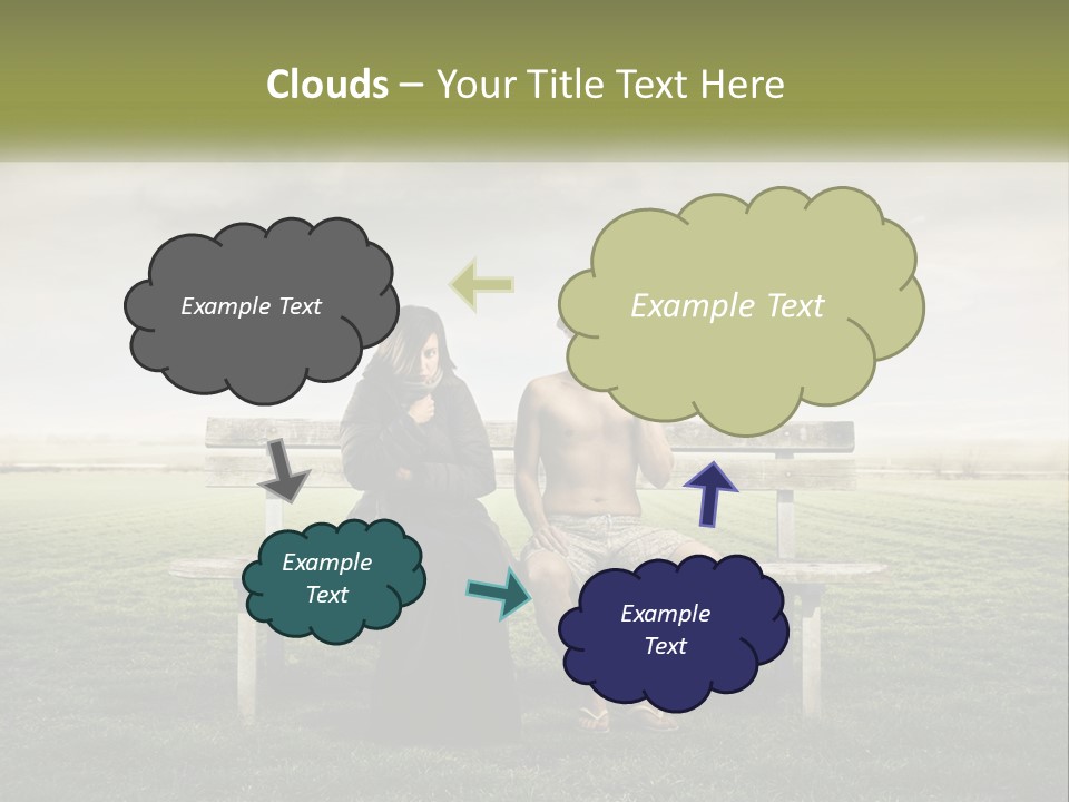A Man And Woman Sitting On A Bench In A Field PowerPoint Template