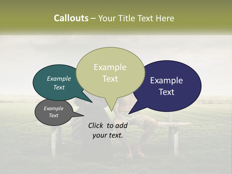 A Man And Woman Sitting On A Bench In A Field PowerPoint Template