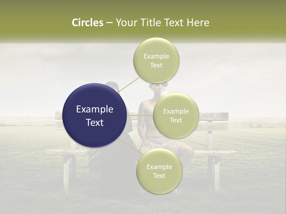 A Man And Woman Sitting On A Bench In A Field PowerPoint Template
