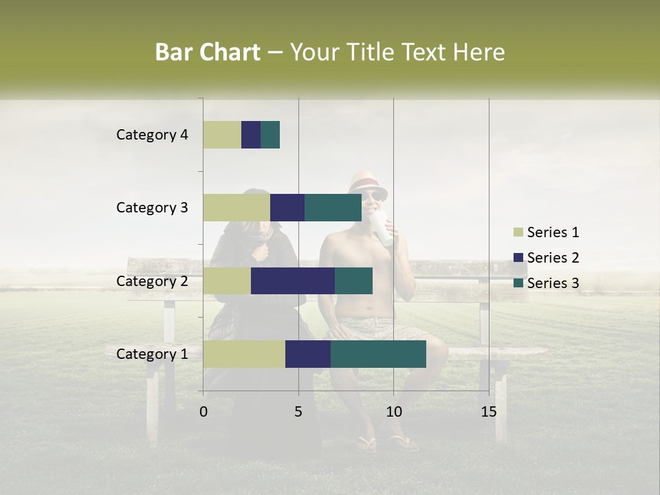 A Man And Woman Sitting On A Bench In A Field PowerPoint Template